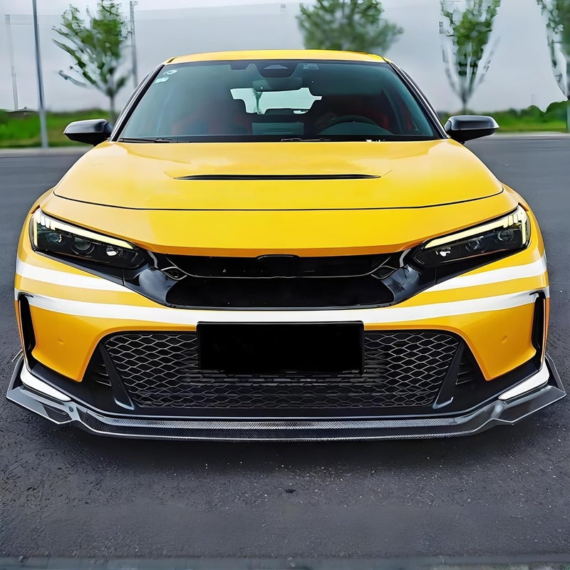Sts.Ev01 Front Bumper Lip Splitter Spoiler Fit for Honda Civic Type R Type-R 2023 2024 2025, 3pcs Air Dam Chin Body Kit Underbody Lip Accessories (Carbon Fiber Style) - Image 3